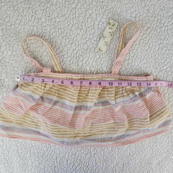 Pale Yellow Smocked Crop Tank Top - Picture 7 of 8